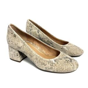 Vionic Carmel Snakeskin Print Heels Pump Shoe Arch Support Leather NWOT Size 7